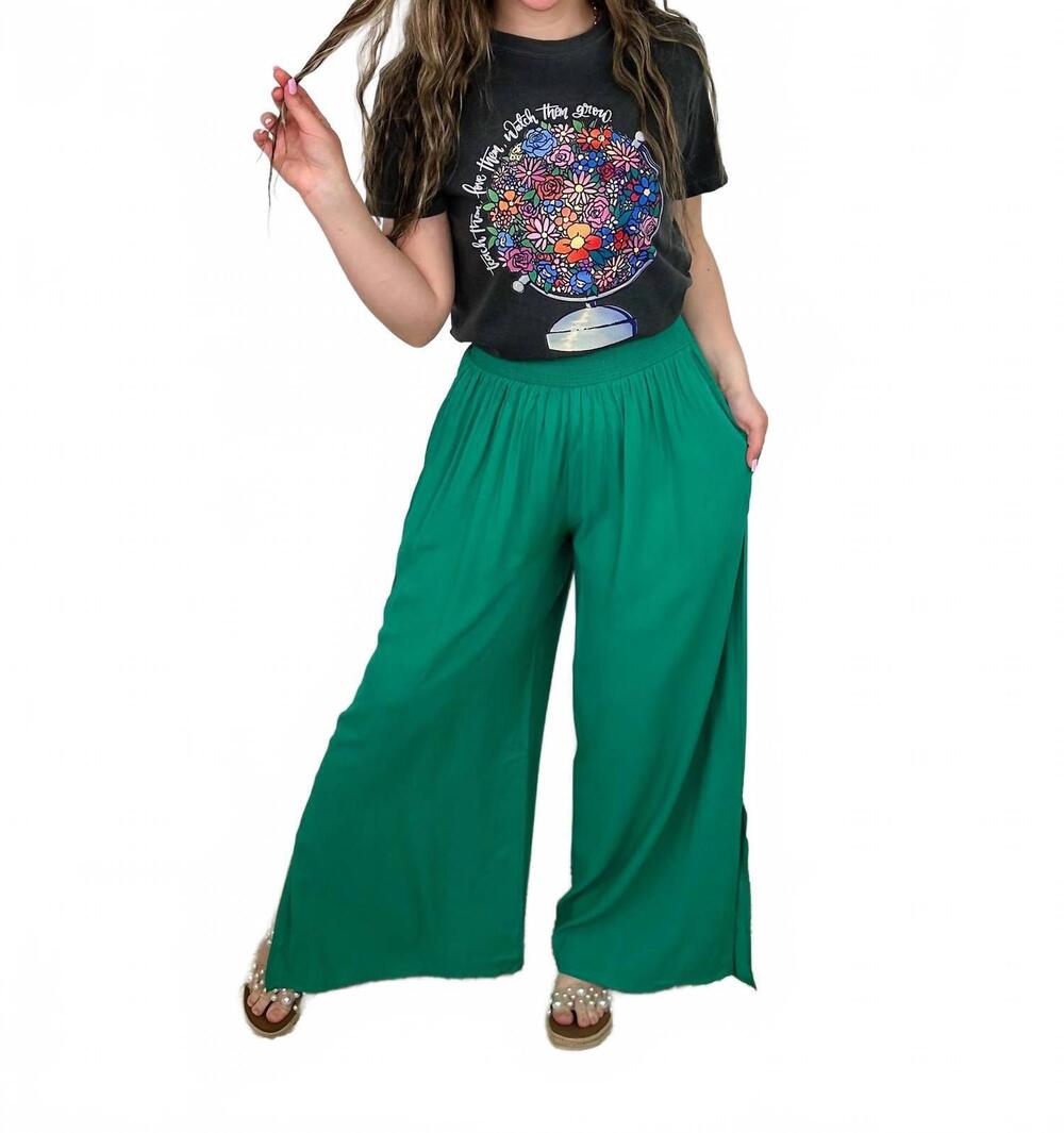 NEW MARY SQUARE high-rise rayon wide leg pants in green